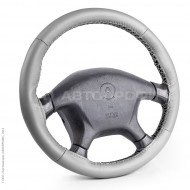 Оплётка для перетяжки руля "AUTOPROFI", натуральная кожа, нить, игла, серый, разм. М, 1/50