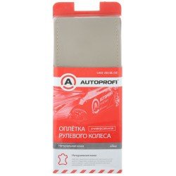 Оплётка для перетяжки руля "AUTOPROFI", натуральная кожа, нить, игла, бежевый, разм. М, 1/50