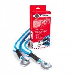Трос буксировочный "AUTOPROFI", канат, эластичный, 2т., 1,5-4м., 2 крюка, 1/12