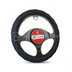 Оплётка руля, мягкая PU кожа, стёганая, наполнитель 1 см. поролон, чёрный, разм. М,, 1/10
